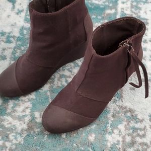 Brown Toms Wedge Booties 3" Heal